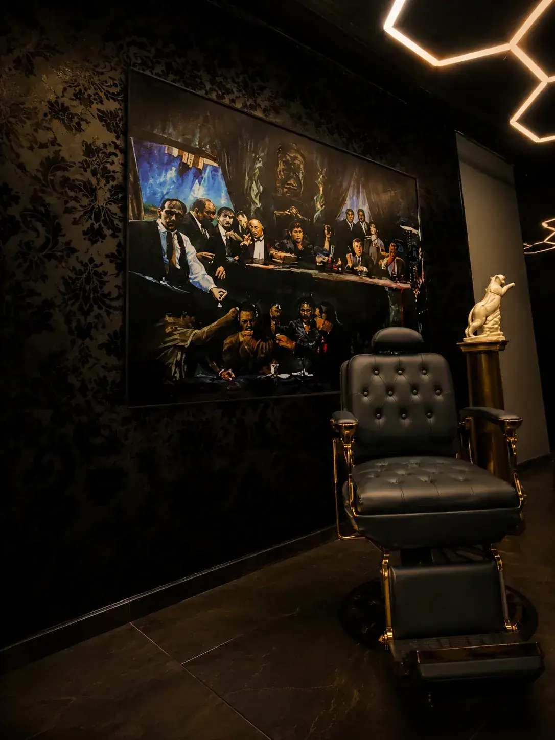 Barber Brothers premium chair and wall detail